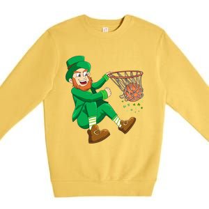 Basketball St Patricks Day Leprechaun Gift Premium Crewneck Sweatshirt