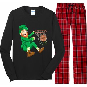 Basketball St Patricks Day Leprechaun Gift Long Sleeve Pajama Set