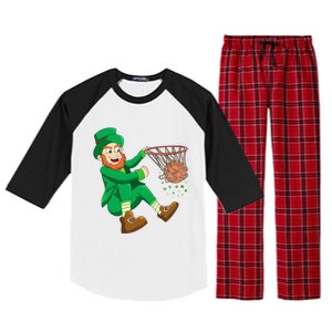 Basketball St Patricks Day Leprechaun Gift Raglan Sleeve Pajama Set