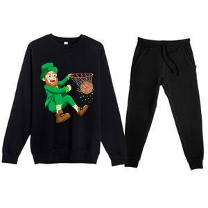 Basketball St Patricks Day Leprechaun Gift Premium Crewneck Sweatsuit Set