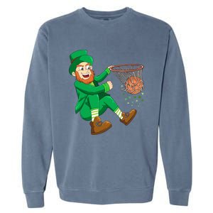 Basketball St Patricks Day Leprechaun Gift Garment-Dyed Sweatshirt