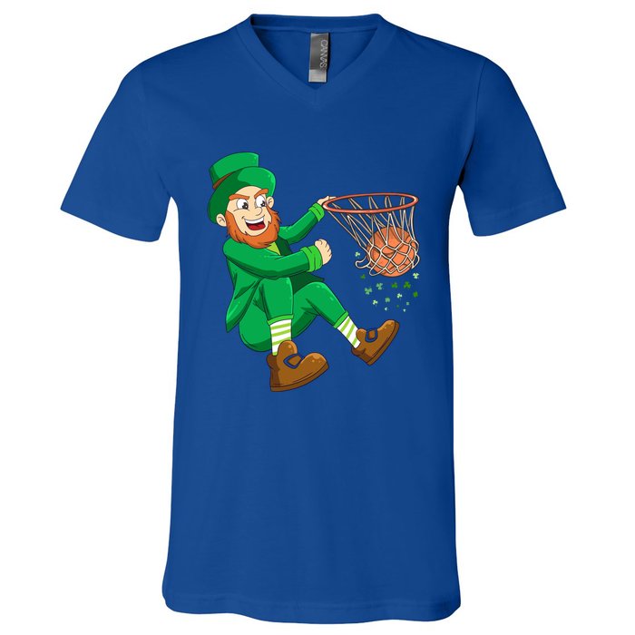 Basketball St Patricks Day Leprechaun Gift V-Neck T-Shirt