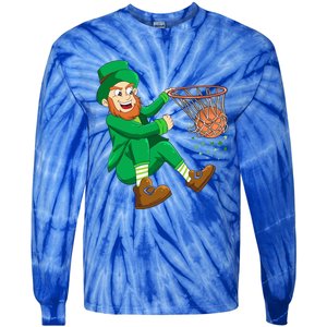 Basketball St Patricks Day Leprechaun Gift Tie-Dye Long Sleeve Shirt