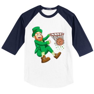 Basketball St Patricks Day Leprechaun Gift Baseball Sleeve Shirt