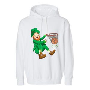 Basketball St Patricks Day Leprechaun Gift Garment-Dyed Fleece Hoodie