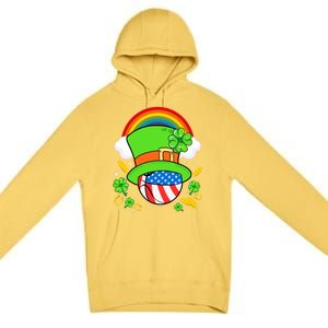 Basketball St Patricks Day Leprechaun Hat Usa Flag Rainbow Great Gift Premium Pullover Hoodie