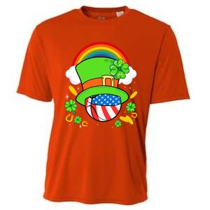 Basketball St Patricks Day Leprechaun Hat Usa Flag Rainbow Great Gift Cooling Performance Crew T-Shirt