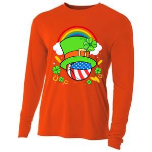 Basketball St Patricks Day Leprechaun Hat Usa Flag Rainbow Great Gift Cooling Performance Long Sleeve Crew