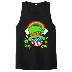 Basketball St Patricks Day Leprechaun Hat Usa Flag Rainbow Great Gift PosiCharge Competitor Tank