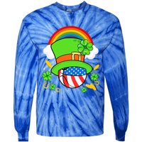 Basketball St Patricks Day Leprechaun Hat Usa Flag Rainbow Great Gift Tie-Dye Long Sleeve Shirt