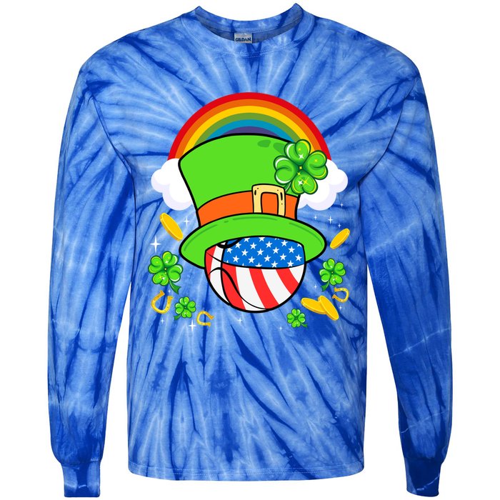 Basketball St Patricks Day Leprechaun Hat Usa Flag Rainbow Great Gift Tie-Dye Long Sleeve Shirt