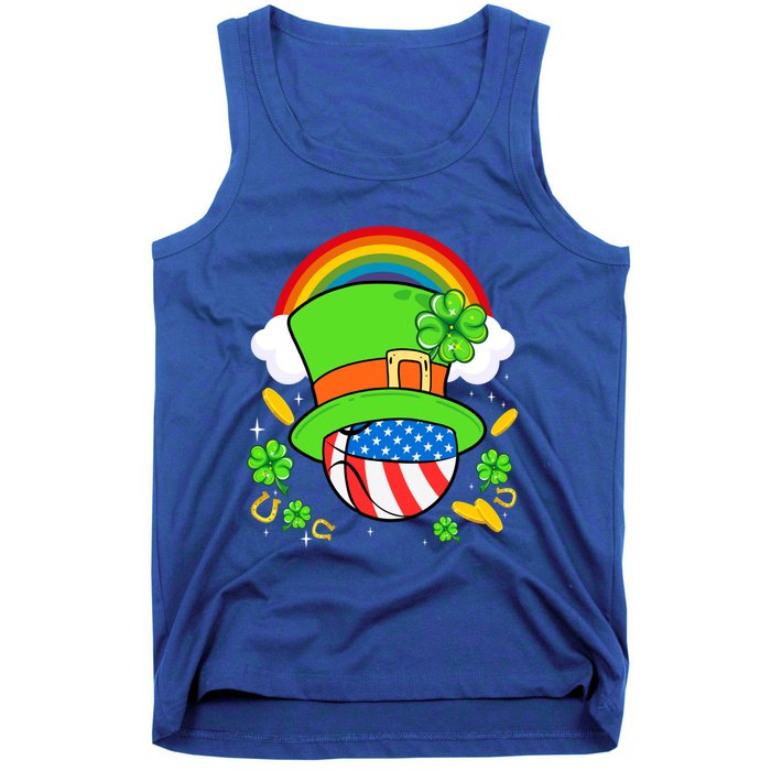 Basketball St Patricks Day Leprechaun Hat Usa Flag Rainbow Great Gift Tank Top