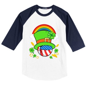 Basketball St Patricks Day Leprechaun Hat Usa Flag Rainbow Great Gift Baseball Sleeve Shirt