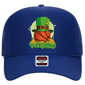 Basketball St Patricks Day Love Shamrock Gift High Crown Mesh Back Trucker Hat