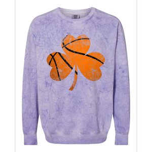 Basketball St Patricks Day Sports Gift 8 10 12 Shamrock Great Gift Colorblast Crewneck Sweatshirt