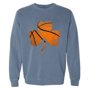 Basketball St Patricks Day Sports Gift 8 10 12 Shamrock Great Gift Garment-Dyed Sweatshirt