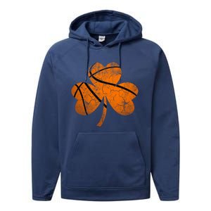 Basketball St Patricks Day Sports Gift 8 10 12 Shamrock Great Gift Performance Fleece Hoodie