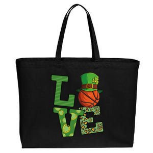 Basketball St Patricks Day Love Shamrock Cute Gift Cotton Canvas Jumbo Tote