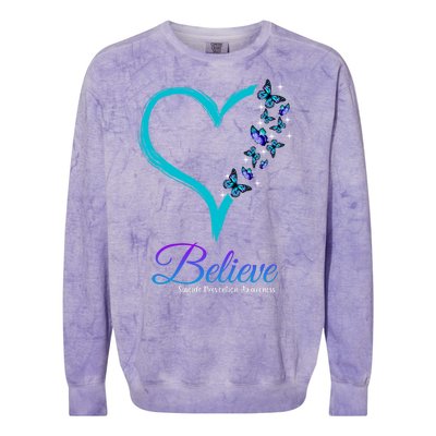 Believe Suicide Prevention Awareness Butterfly Heart Colorblast Crewneck Sweatshirt