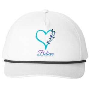 Believe Suicide Prevention Awareness Butterfly Heart Snapback Five-Panel Rope Hat