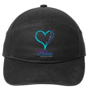 Believe Suicide Prevention Awareness Butterfly Heart 7-Panel Snapback Hat