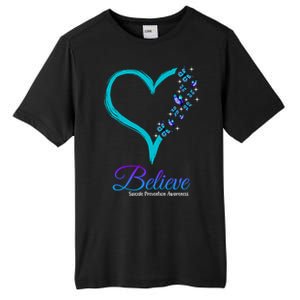 Believe Suicide Prevention Awareness Butterfly Heart Tall Fusion ChromaSoft Performance T-Shirt