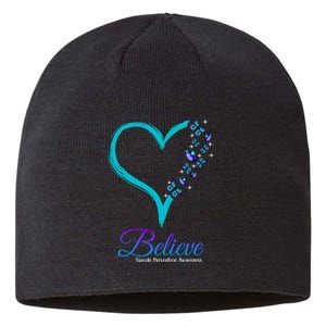 Believe Suicide Prevention Awareness Butterfly Heart Sustainable Beanie