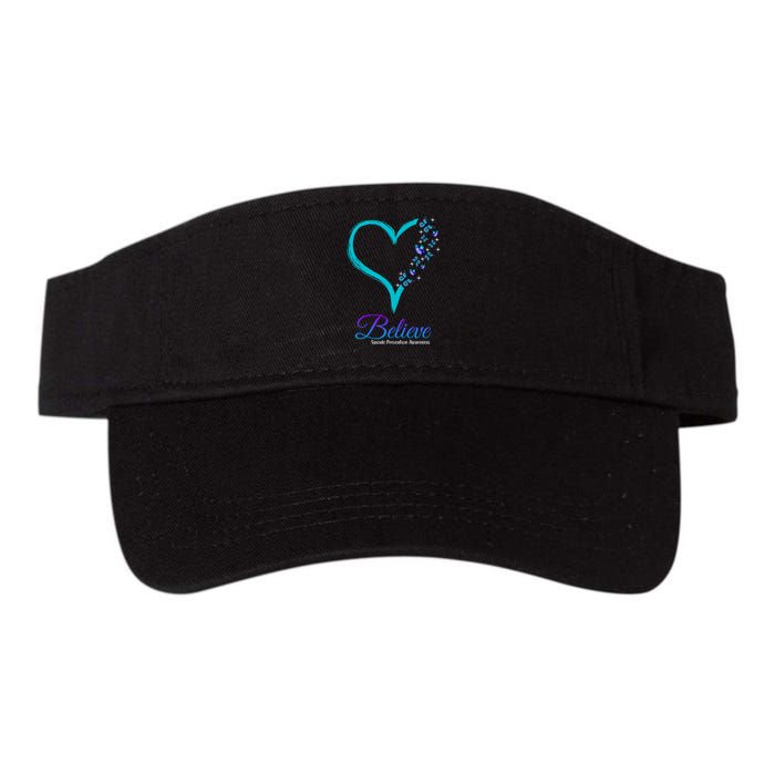 Believe Suicide Prevention Awareness Butterfly Heart Valucap Bio-Washed Visor