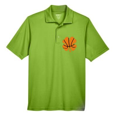 Basketball St Patricks Day Ball Shamrock Gift Men's Origin Performance Piqué Polo