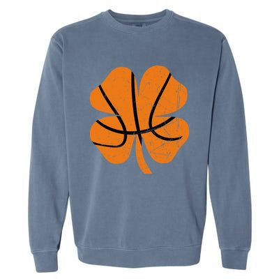 Basketball St Patricks Day Ball Shamrock Gift Garment-Dyed Sweatshirt