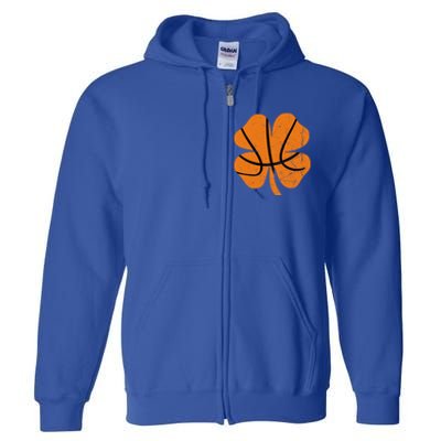 Basketball St Patricks Day Ball Shamrock Gift Full Zip Hoodie