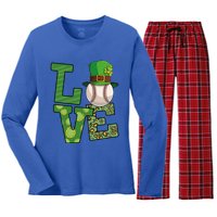 Basketball St Patricks Day Love Shamrock Basketball Player Cool Gift Women's Long Sleeve Flannel Pajama Set 