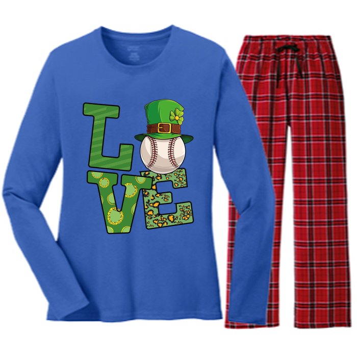 Basketball St Patricks Day Love Shamrock Basketball Player Cool Gift Women's Long Sleeve Flannel Pajama Set 