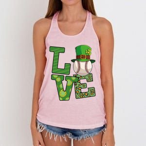 Basketball St Patricks Day Love Shamrock Basketball Player Cool Gift Women's Knotted Racerback Tank