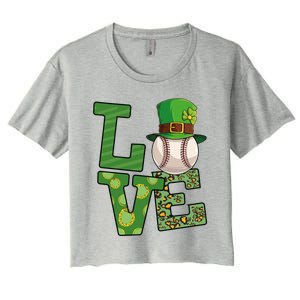 Basketball St Patricks Day Love Shamrock Basketball Player Cool Gift Women's Crop Top Tee