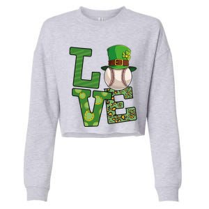 Basketball St Patricks Day Love Shamrock Basketball Player Cool Gift Cropped Pullover Crew