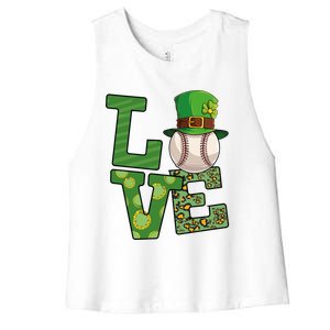 Basketball St Patricks Day Love Shamrock Basketball Player Cool Gift Women's Racerback Cropped Tank