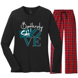 Brotherly Shove Philly_ Fan Baseball Lovers Women's Long Sleeve Flannel Pajama Set 