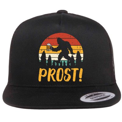 Bigfoot Sasquatch Prost Retro Bavarian Oktoberfest Flat Bill Trucker Hat