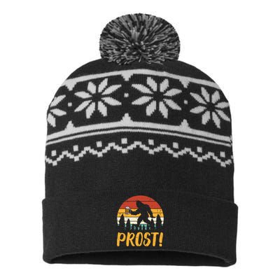 Bigfoot Sasquatch Prost Retro Bavarian Oktoberfest USA-Made Snowflake Beanie