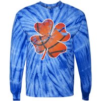 Basketball St Patricks Day Shamrock Distressed Vintage Retro Meaningful Gift Tie-Dye Long Sleeve Shirt