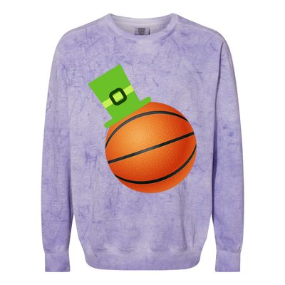 Basketball St Patricks Day Sports Green Leprechaun Hat Cute Gift Colorblast Crewneck Sweatshirt