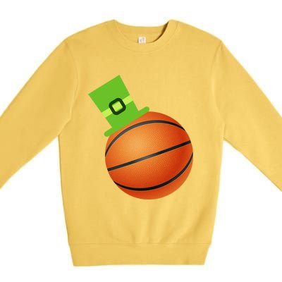 Basketball St Patricks Day Sports Green Leprechaun Hat Cute Gift Premium Crewneck Sweatshirt