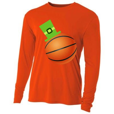 Basketball St Patricks Day Sports Green Leprechaun Hat Cute Gift Cooling Performance Long Sleeve Crew