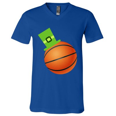 Basketball St Patricks Day Sports Green Leprechaun Hat Cute Gift V-Neck T-Shirt