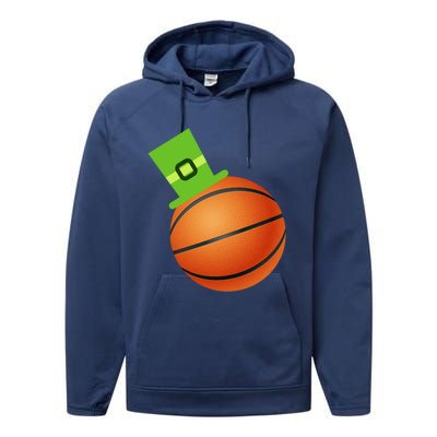 Basketball St Patricks Day Sports Green Leprechaun Hat Cute Gift Performance Fleece Hoodie