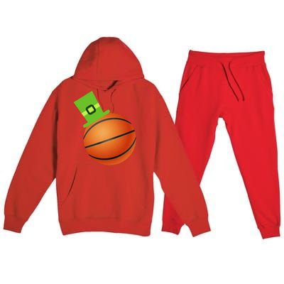 Basketball St Patricks Day Sports Green Leprechaun Hat Cute Gift Premium Hooded Sweatsuit Set