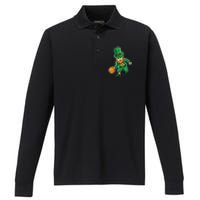 Basketball St Patricks Day Performance Long Sleeve Polo