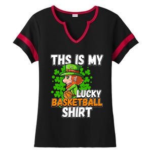 Basketball St Patricks Day Gift Ladies Halftime Notch Neck Tee