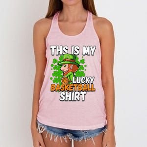 Basketball St Patricks Day Gift Women's Knotted Racerback Tank